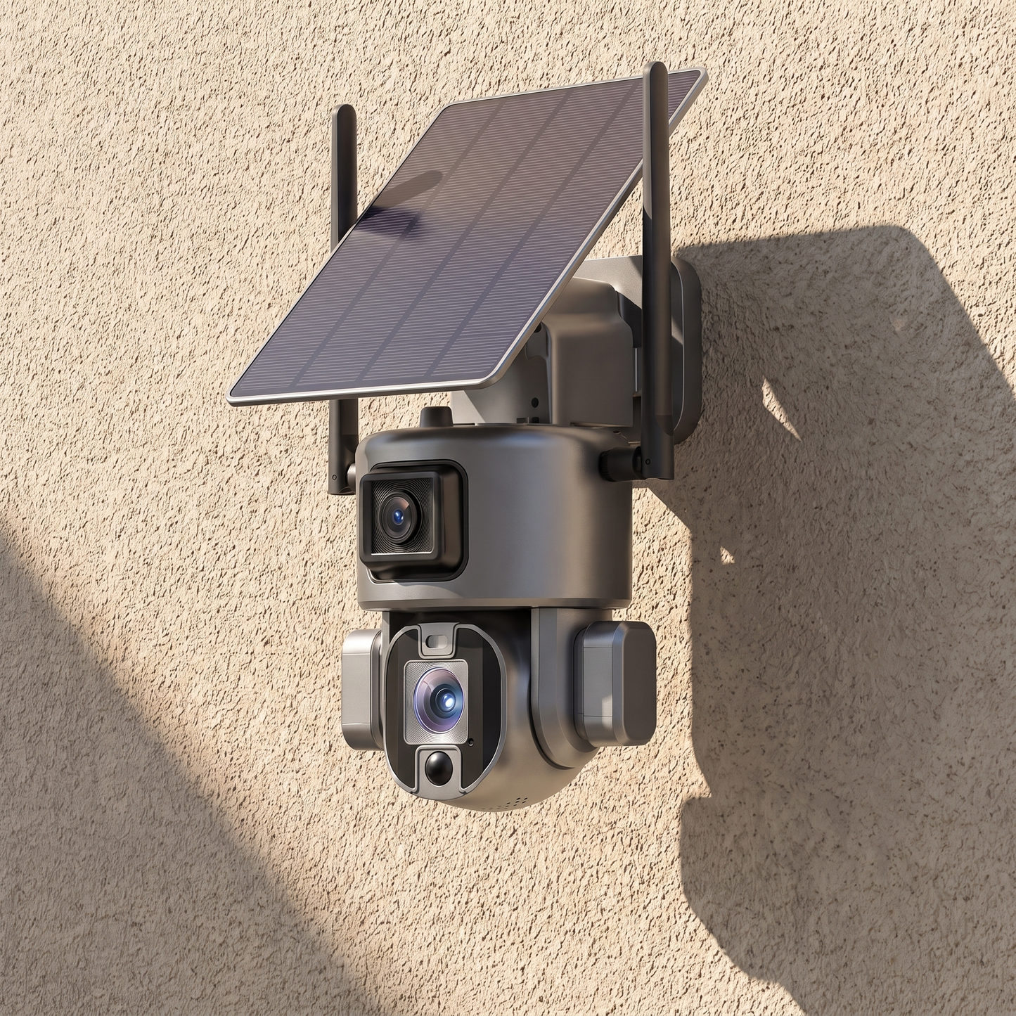 GuardCam Solar 440 — Dual 4MP PTZ Camera +9W Solar Panel + 10x Optical Zoom